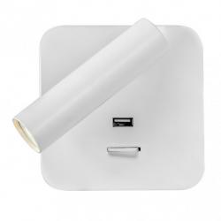 Aplique 3w 4000k Giotto Cuadrado Blanco Puerto Usb  150lm C/interruptor 14x14x12cm Orientb - Imagen 2