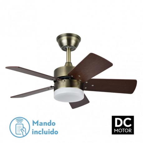 Ventilador Dc Marta 36w Cuero 5 Aspas Rev. Cerezo/nogal  41x76d 3240lm C/ Remoto , Memoria Y Temp. 3000k,4000k,6000k - Imagen 1