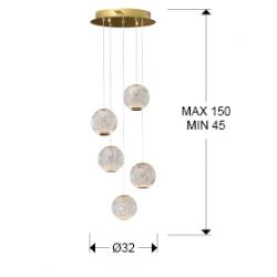 LAMPARA 5L LED·AUSTRAL·ORO Ø32 - Imagen 3