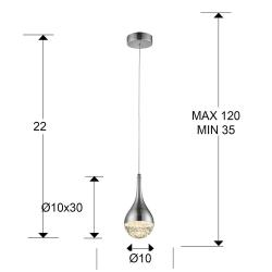LAMPARA 1L·ELIE·CROMO Ø10 - Imagen 3