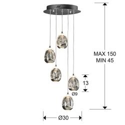 LAMPARA Ø30 ·ROCIO·5 LED CROMO - Imagen 3