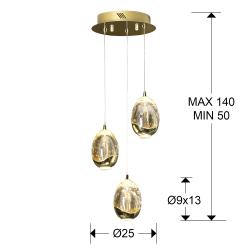 LAMPARA Ø25 ·ROCIO· 3LED ORO - Imagen 3