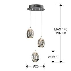 LAMPARA Ø25 ·ROCIO·3LED CROMO - Imagen 3