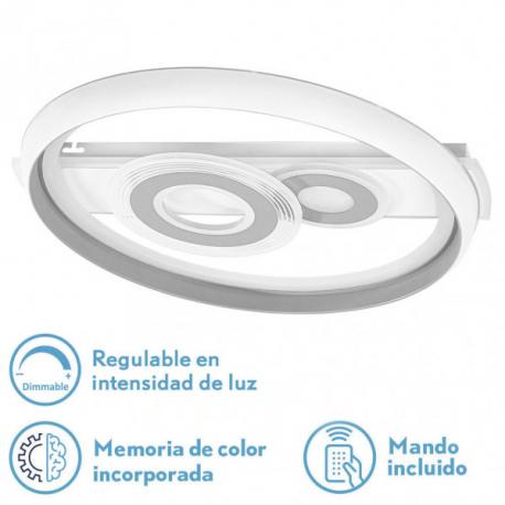 Plafon 80w Sucre 3000-4000-6500k Blanco/gris 7x51x51 Cm 7600lm Reg.intens. C.remoto C/memoria - Imagen 1