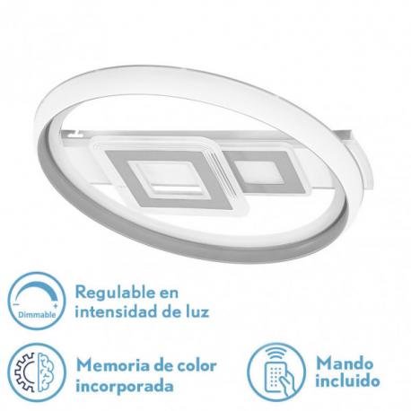 Plafon 80w Sucre 3000-4000-6500k  Blanco/gris 7x51x51 Cm Reg.Intensidad, Control Remoto Y Memoria - Imagen 1