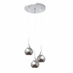 Colgante 3xe14 Smoky Cromo Tulipa Cristal