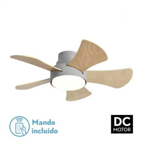 Ventilador 25w Dc Gris Gregario 5 Aspas Rev.  Blanca/haya 6 Vel.3000-4000-6000k 82D Remoto,memoria y Temporizador