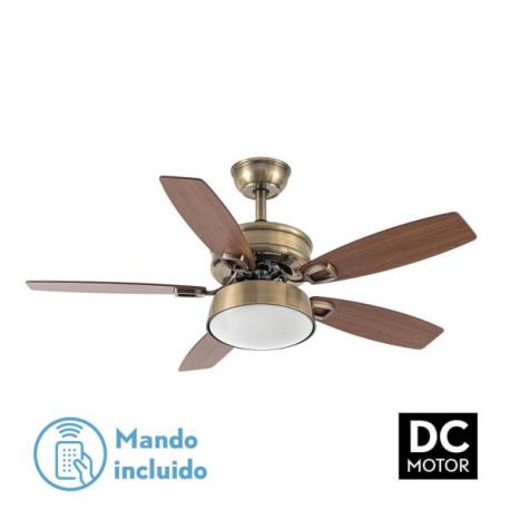 Ventilador 30w Dc Braw Cuero 5 Aspas Nogal/roble  6 Vel. 3 Colores 106,7d C/remoto, Memoria Y Temporizador 2850lm