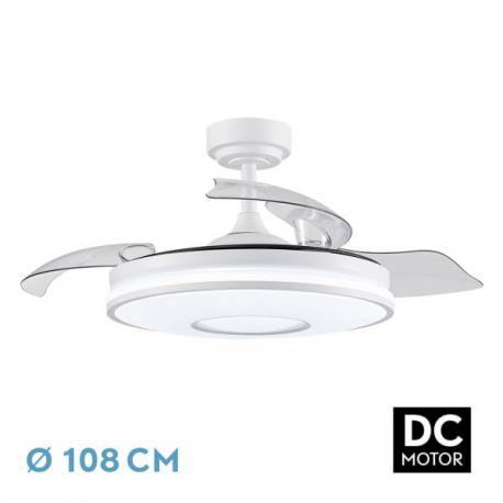 Ventilador Dc Dani 72w 7200lm Blanco 3aspas 6velocidades 108d 3000-4000-6000k Remoto+memoria+temporizador 24