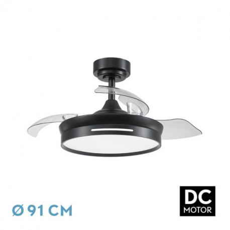 Ventilador Dc 48w Micenas Negro 3asp.91d 6velocidades 4800 Lm 3000-4000-6000k Remoto+memoria+temporizador 24