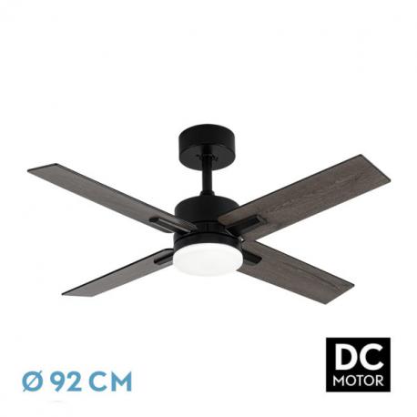 Ventilador Dc Talco 20w Negro 4aspas Negra/gris 6vel. 3000k,4000k,6500k 2350lm Remoto, Memoria, Temporizador 106d