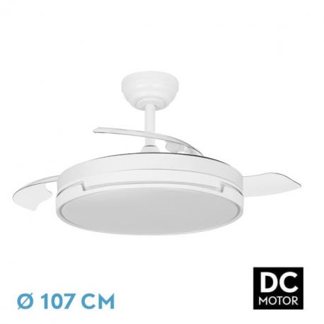 Ventilador Dc Papiro 72w Blanco 3aspas desp.107d 6120lm 3000k,4000k,6500k Regulable Intensidad+ Remoto+ Memoria+ Temporizador