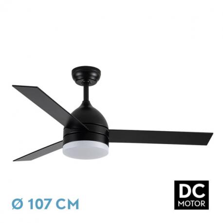 Ventilador Dc Legio 26w Negro 3aspas negro/roble 107d 2950lm 3000-4000-6000k Remoto+memoria+temporizador