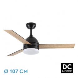 Ventilador Dc Legio 26w Negro 3aspas negro/roble 107d 2950lm 3000-4000-6000k Remoto+memoria+temporizador