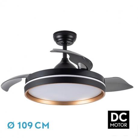 Ventilador Dc Nalon 72w Negro/oro 3aspas 109d 7200l 6vel 3000k,4500k,6000k Remoto+memoria+temporizador