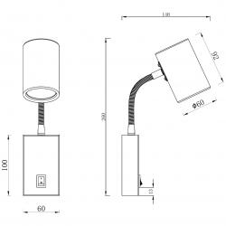 APLIQUE 1L TAYRON NEGRO-CUERO 1 X 10W GU-10