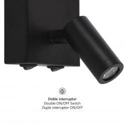 APLIQUE ARLA NEGRO 1 X E-27 + LED 3W 300LM 4000K