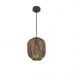 Colgante Trikala Negro/cuero Envejecido 1xe27 Regx25x25 Cm
