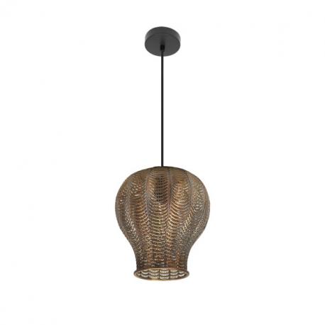 Colgante Trikala Negro/cuero Envejecido 1xe27 Regx29x29 Cm