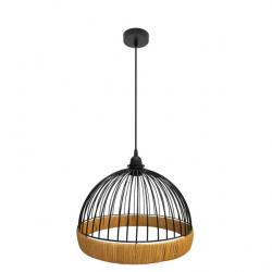 Colgante Gaston 1xe27 Negro/natural Regx30x30cm C/metal Y Rattan