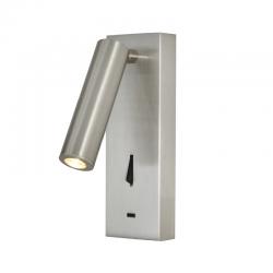 TARIFA III Aplique Lector LED 3W 3000K Nickel Satin TYPE-C Cargador