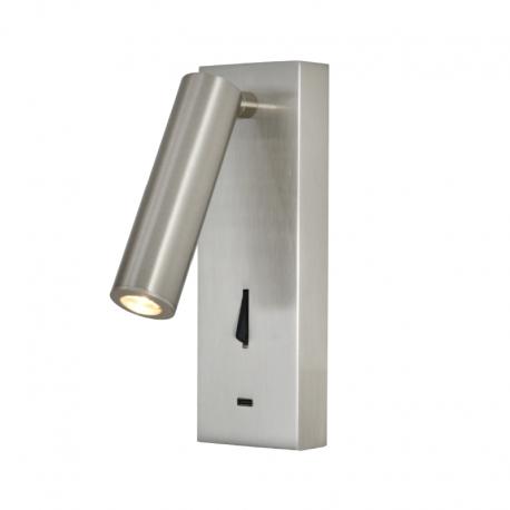 TARIFA III Aplique Lector LED 3W 3000K Nickel Satin TYPE-C Cargador