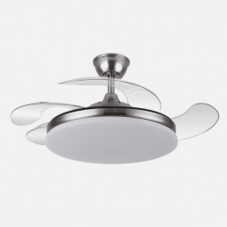 Ventilador Dc Tridente 59w Niquel 4aspas Desp.107d 6980lm Reg.intensidad Remoto+temporizador+memoria 3000-4000-6000k