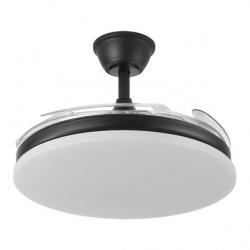 Ventilador Dc Tridente 59w Negro 4aspas Desp. 107d 6980lm Reg.intensidad Remoto+temporizador+memoria 3000-4000-6000k