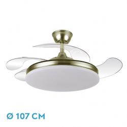 Ventilador Dc Tridente 59w Cuero 4aspas Desp 107d 6980lm Reg.intensidad Remoto+temporizador+memoria 3000-4000-6000k