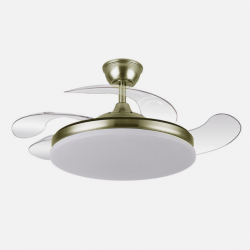 Ventilador Dc Tridente 59w Cuero 4aspas Desp 107d 6980lm Reg.intensidad Remoto+temporizador+memoria 3000-4000-6000k
