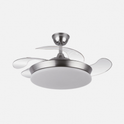 Ventilador Dc Tridente Mini 59w Niquel 4aspas Desp.91d 6980lm Reg.intensidad Remoto+temporizador+memoria 3000-4000-6000k