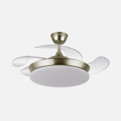 Ventilador Dc Tridente Mini 59w Cuero 4aspas Desp. 91d 6980lm Reg.intensidad Remoto+temporizador+memoria 3000-4000-6000k