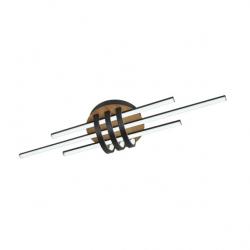 Plafon Kirova 64w 3000-4000-6500k Negro/madera 7040lm Lm C/remoto,memoria Y Reg.intensidad 13,5x85,5x23,5cm