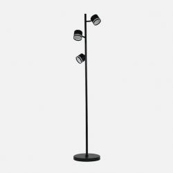 Pie Salon Ortiga 3 X Gx53 Negro 27w 2400lm Orientable Bombillas Incluidas 142x25x25cm