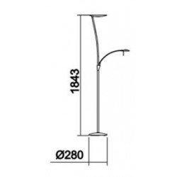 Lámpara de pie Led ZENIT (40W + 7W). Lámpara de pie Led de diseño moderno  con gran cantidad de luz