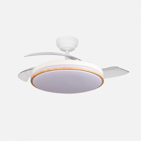 Ventilador Dc Relampago 60w Blanco/haya 3asp.107d 6980 Lm 36x48/107cm 3col.remoto+memoria+temporizador+reg.intensidad
