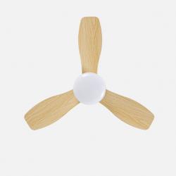 Ventilador Dc Cain 15w 1800lm Blanco/haya 3aspas 62d 300 0k-4200k-6500k Regulable Intensidad+Remoto+temporizador+memoria