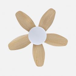 Ventilador Dc Haran 15w 1800lm Blanco/haya 5aspas 62d 3000k-4200k-6500k Regulable Intensidad+Remoto+temporizador+memoria