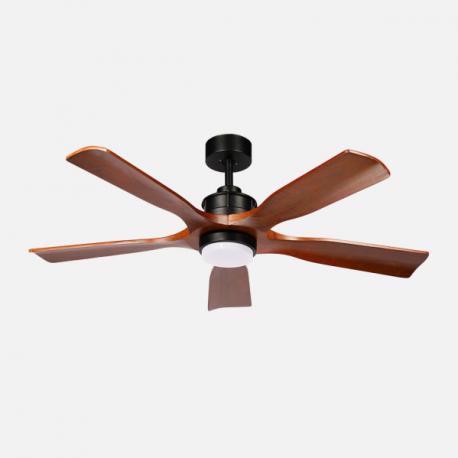 Ventilador Dc Letur 18w Negro/roble 5aspas 6vel 132d Luz Opcional 2250lm 3000-4500-6500k Remoto+memoria+temporizador