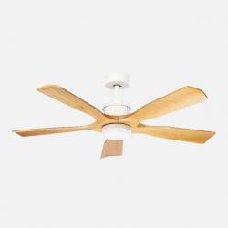 Ventilador Dc Letur 18w Blanco/haya 5aspas 6vel 132d Luz Opcional 2250lm 3000-4500-6500k Remoto+memoria+temporizador