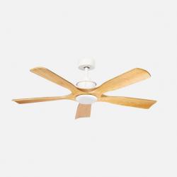Ventilador Dc Letur 18w Blanco/haya 5aspas 6vel 132d Luz Opcional 2250lm 3000-4500-6500k Remoto+memoria+temporizador