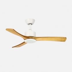 Ventilador Dc Hellin 18w Blanco/haya 3aspas 6vel 106d Luz Opcional 2250l m3000-4500-6500k Remoto+memoria+temporizador