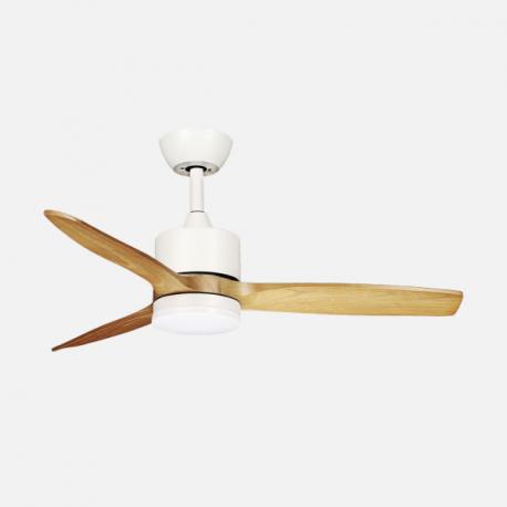 Ventilador Dc Montiel 18w Blanco/haya 3aspas 6vel 106d Luz Opcional 2250lm 3000-4500-6500k Remoto+memoria+temporizador