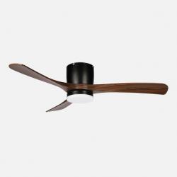 Ventilador Dc Paterna 18w Negro/roble 3aspas 6vel 117d Luz Opcional 2250lm 3000-4500-6500k Remoto+memoria+temporizador