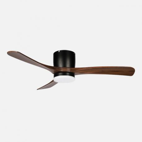 Ventilador Dc Paterna 18w Negro/roble 3aspas 6vel 117d Luz Opcional 2250lm 3000-4500-6500k Remoto+memoria+temporizador