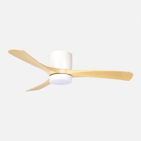 Ventilador Dc Paterna 18w Blanco/haya 3aspas 6vel 117d Luz Opcional 2250lm 3000-4500-6500k Remoto+memoria+temporizador