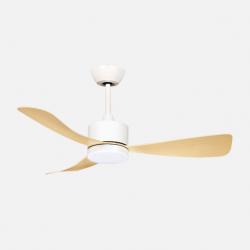 Ventilador Dc Yeste 18w Blanco/haya 3aspas 6vel 106d Luz Opcional 2250lm 3000-4500-6500k Remoto+memoria+temporizador