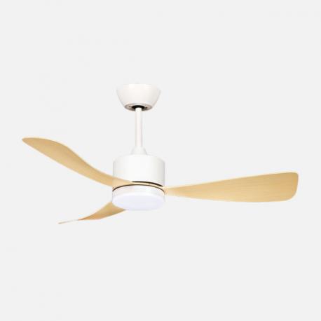 Ventilador Dc Yeste 18w Blanco/haya 3aspas 6vel 106d Luz Opcional 2250lm 3000-4500-6500k Remoto+memoria+temporizador