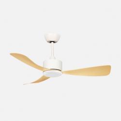 Ventilador Dc Yeste 18w Blanco/haya 3aspas 6vel 106d Luz Opcional 2250lm 3000-4500-6500k Remoto+memoria+temporizador