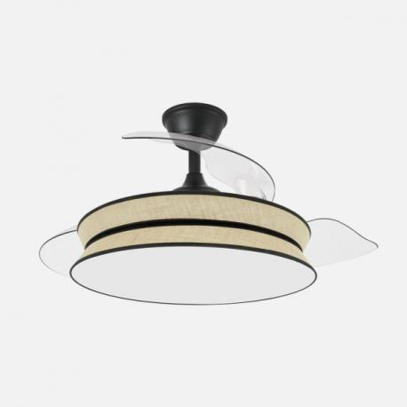 Ventilador Decor 72w Negro/natural Negro 108d 3asp 7200lm 3000-4000-6000k Remoto+memo+temp